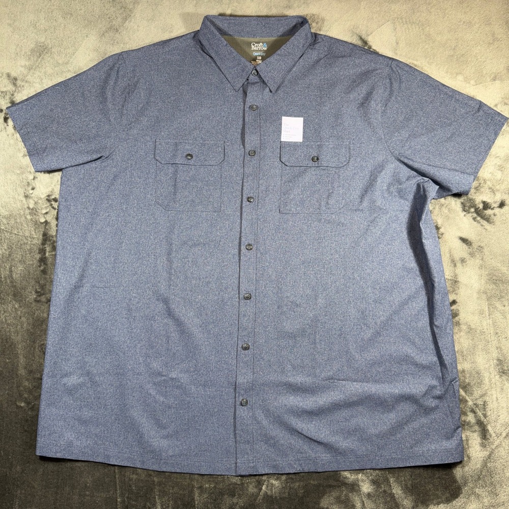 Croft & Barrow Quick Dry Shirt Mens 3XB Blue Short Sleeve Button Down 115541